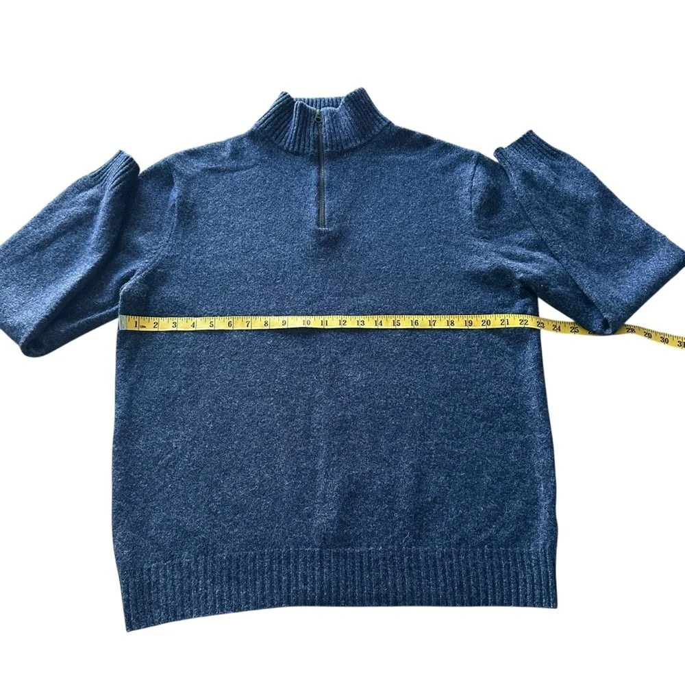 J.Crew 100%‎ Lambswool Quarter-Zip Sweater - Men's XLT - Navy Blue